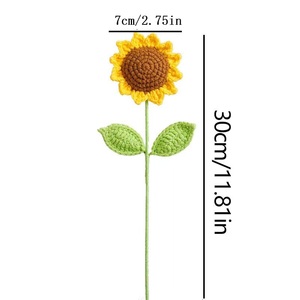 Ramo de Girasoles de Ganchillo Realistas Hechos a Mano - Flores Artificiales de Hilo Tejido para Decoración del Hogar, Regalos de Agradecimiento para Maestros de Oficina - Product Image 6