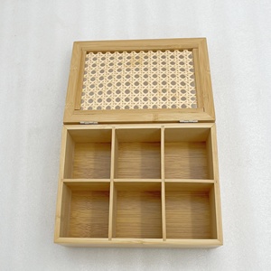 Tre gỗ túi trà hộp lưu trữ với mây nắp gỗ mây Hộp Quà Tặng Bao bì hộp - Product Image 2