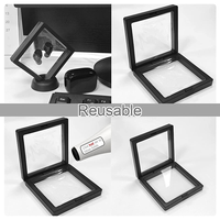 Boîte de présentation de bijoux transparente 7*7 en gros, cadre flottant 3D, boîte de suspension en film PE pour organisateur de pierres précieuses, pièces de monnaie et breloques