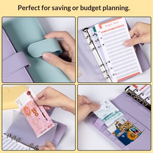 Carnet A6 créatif en cuir PU Macaron, classeur à feuilles mobiles vierges - Product Image 4