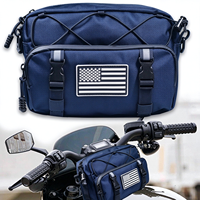 Sac de guidon de moto imperméable à fermeture éclair avec cadre externe, en tissu Oxford 1680D, motif drapeau américain