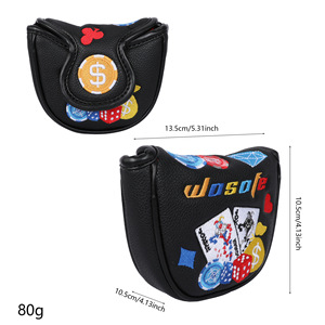 Wosofe <b>Golf</b> Putter Head Cover PU 3D Embroidery Poker Design Durable Sport Accessory - Product Image 2