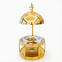 Réchaud de buffet rond suspendu en acier inoxydable argenté et doré de 8 L, style arabe, pour maintien au chaud des aliments lors de réceptions et mariages