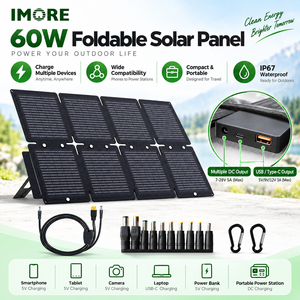 60W Monocrystalline Foldable <b>Solar</b> <b>Panel</b> 24% Efficiency ETFE IP67 <b>USB</b> Type C for Camping Hiking Travel and Outdoor Charging - Product Image 4