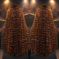 Perruque Highlight Pixie Bouclée Birmane en Cheveux Naturels Bruts HD, Perruque Lace Front Pré-Pluckée en Cheveux Humains, Couleur Piano Mixte, 100% Cheveux Humains Vierges