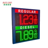 Letrero LED para Exteriores de Precios de Gasolina AUTO DISP, 7000cd, IP65, Impermeable, Pantalla de Dígitos Rojos/Verdes, Control Remoto, para Montaje en Pared de Gasolinera