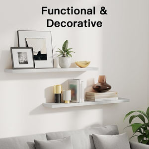 컨트리 스타일 4 피스 플로팅 선반 세트 욕실 침실 차고를위한 벽걸이 형 나무 디스플레이 랙-벽 디스플레이 선반 - Product Image 6