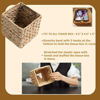 Boho Chic jacinthe d'eau en osier support de boîte à mouchoirs carré rotin Cube couverture pour mouchoirs paniers de rangement pour décor de chambre