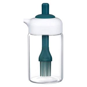 2 in 1 Oil Dispenser Condiment Jar With Silicone Brush Liquid Bottle Oil Control Container for Kitchen Cooking bbq Air Fryer