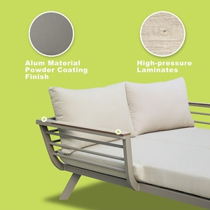 Chaises longues de plage avec accoudoirs, lit de jour pour <span class=keywords><strong>2</strong></span> <span class=keywords><strong>personnes</strong></span>, en aluminium, pour l'extérieur, chaise longue modulaire à deux places - Product Image 3