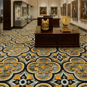 Tapis modulaire en nylon imprimé de style <span class=keywords><strong>baroque</strong></span> élégant, design moderne à feuilles d'or, dalles de moquette souples pour bureaux et villas de luxe - Product Image 1