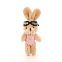 Porte-clés Lapin en Peluche Doux et Moelleux, Motif Dessin Animé, avec Lunettes de Plongée, Jouet Animal en Peluche