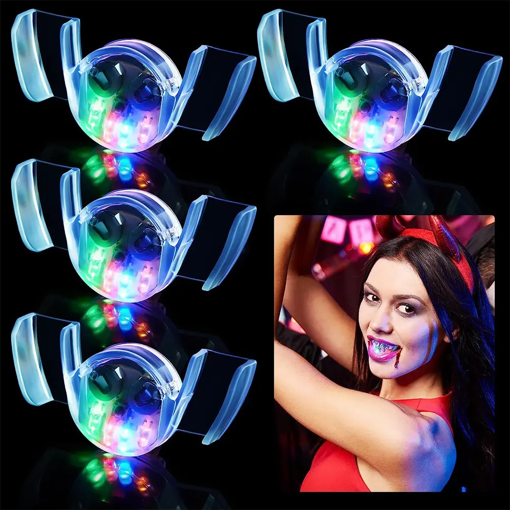 Barato protector bucal intermitente boquilla LED colorido iluminar recuerdos de fiesta para fiesta de Halloween suministros Gadgets de regalo