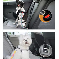 HIPHOPPET Sangle de sécurité réglable et durable pour chien et chat, 2-en-1, avec attache pour barre de sécurité, en nylon, avec amortisseur élastique