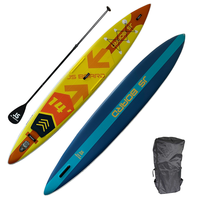 Planche de paddle gonflable (SUP) en PVC GQ BOARD RD335 de 26 pieds 11 pouces (335 cm) avec kit de réparation de pompe, ailerons, leash, étanche pour lacs et rivières - Garantie 1 an