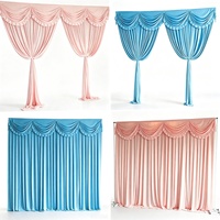 Fournitures et décorations élégantes pour fêtes : Panneaux de fond rose et bleu de 3m x 3m avec draperies pour mariages et événements