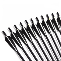 Ensemble complet de flèches de tir à l'arc avec plumes noires, flèches en fibre de verre haute précision pour la pratique de la chasse avec arc classique et arc à poulies