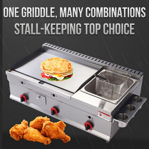 LPG Multifunctional Griddle And Deep <b>Fryer</b> All In One <b>Machine</b> For Restaurant Snack Food Processing - Product Image 4