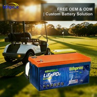 Batterie Lithium LiFePO4 48V 200AH 10KW à décharge profonde, Grade A, pour voiturette de golf, avec BMS intelligent CAN Bus, borne M8, 6K cycles, CE RoHS IP67, OEM ODM
