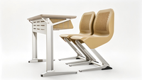 Ensemble de chaise et bureau d'école Double MIXIN MX-L002, 2 tiroirs, hauteur réglable, pieds en aluminium, plateau en bois, moderne, durable, pour salle de classe