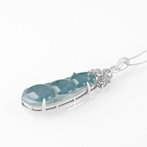 Colgante de jade natural auténtico de color azul agua de loto y verde frijol, con plata S925 y jade de grado hielo, para collar de mujer. - Product Image 3