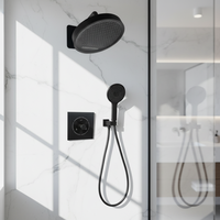 Système de douche encastré noir HONGDEC, ensemble de douche mural dissimulé avec mitigeur 3 fonctions et douchette à main