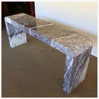 Meubles en pierre naturelle Nodic table console moderne longue cascade dessus en marbre blanc table console étroite en travertin pour couloir