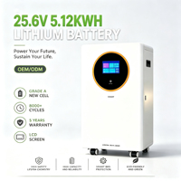 Batterie de stockage d'énergie solaire 25,6V 200Ah 5KWh semi-solide pour ESS résidentiel mural, 8000 cycles