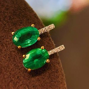 Xinfly 18k Gold Green Gem Stone Engagement Wedding Diamond <b>Stud</b> Earrings With 1ct Natural <b>Emerald</b> - Product Image 2