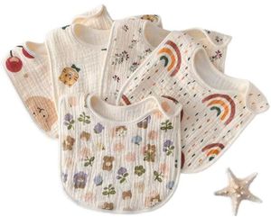 Bavoirs pour bébé avec motifs imprimés en mousseline/coton doux, design mignon, antibactériens et respirants - Product Image 2