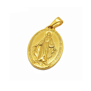 4 Tailles Médaillon Madonna Médaille Catholique Charme Acier Inoxydable Religieux Argent Ovale Pièce Vierge <span class=keywords><strong>Marie</strong></span> Pendentif Bijoux - Product Image 5