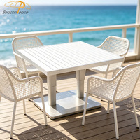 Mesa de Jardín para Terraza de Resort o Villa, Cuadrada, Hidráulica, Ajustable en Altura, Completamente de Aluminio, para Exteriores