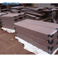 Bloc de pierre en granit porphyre rouge à surface antidérapante et flammée, marches pour extérieur, jardin, parc