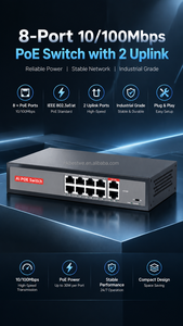 Switch PoE de 8 puertos con 2 puertos de enlace ascendente no administrados de 10/100Mbps IEEE802.3af/at, 30W por puerto, Switch Ethernet PoE de larga distancia de 250m - Product Image 5