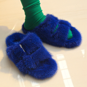 QIUCHEN OEM QC21001 dimensioni personalizzate Logo donna moda lusso soffici pantofole in vera pelliccia di <span class=keywords><strong>visone</strong></span> - Product Image 5