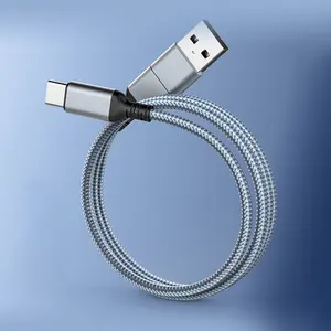 2 in 1 USBA USB C zu Typ C 3A Schnellladekabel Nylon geflochten 480Mbps Datenkabel für Handy HUAWEI Xiaomi vivo OPPO