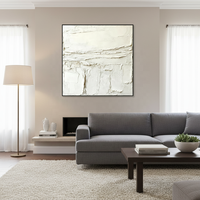 Peinture murale abstraite 3D faite à la main, œuvre d'art blanche, impression sur toile, cadre intérieur et extérieur en cristal, décoration intérieure pour chambre à coucher