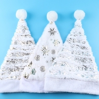 FF4714 fête de noël faveur flocons de neige or timbre noël père noël chapeau en peluche floue hiver adulte chapeau de noël