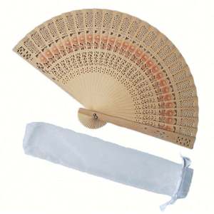 Éventail pliant en bois gravé personnalisé, éventails de mariage en bambou sculpté pour fêtes d'anniversaire, cadeaux personnalisés pour la décoration de bébé - Product Image 1