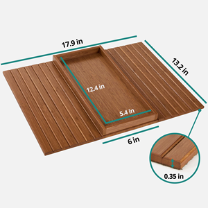 Plateau de canapé en bambou teinté Acacia avec boîte de rangement, plateau de service antidérapant en <span class=keywords><strong>feutre</strong></span>, support <span class=keywords><strong>alimentaire</strong></span> pour accoudoir de canapé pour usage domestique - Product Image 2