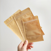 12x20cm Doypack Zip Lock pochettes debout emballage alimentaire sacs à fermeture éclair marron recyclable Transparent Kraft artisanat sacs en papier
