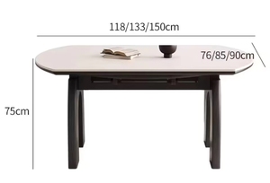 Nuovo Set Tavolo da Pranzo in Legno Massello Stile Francese Mid-Century 2026, Allungabile da Rotondo a Quadrato, Multifunzionale con Piano in <span class=keywords><strong>Lastra</strong></span> di <span class=keywords><strong>Marmo</strong></span> - Product Image 6