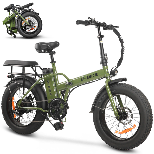 Ebike Electric Folding Bike Green Electric Cargo Bike Fat Tire for Adult