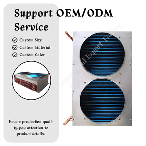 Condenseur à air hydrophile à ailettes <span class=keywords><strong>en</strong></span> cuivre HANXIN pour chambre froide et congélateur, double ventilateur, refroidissement par eau et air, prix compétitif - Product Image 2