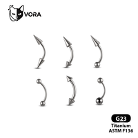 Barbell incurvé en titane ASTM F136, anneau de sourcil, piercing vertical pour labret et rook, bijoux personnalisés en gros