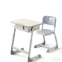 Meubles de classe scolaire modernes réglables en métal et plastique pour la maison, le bureau et les étudiants, ensemble unique de bureaux et de chaises