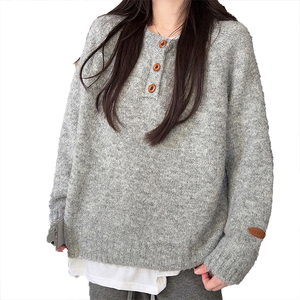 Suéter de Punto Personalizado para Mujer, Otoño Invierno, Grueso, Cálido, con Diseño de Botones, Manga Larga, Elegante, Suave, Ropa Interior, Capa Base - Product Image 2