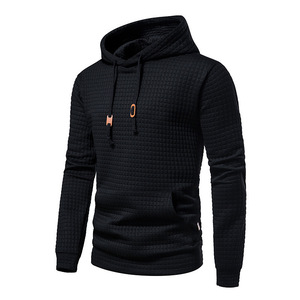Pull-over décontracté à <span class=keywords><strong>capuche</strong></span> en jacquard pour homme Sweat-shirt à <span class=keywords><strong>capuche</strong></span> en coton matelassé à carreaux de couleur unie pour homme - Product Image 5