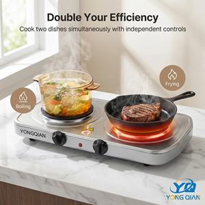 Cuisinière électrique à 2 brûleurs 2000W, plaque chauffante électrique de la même taille - Product Image 4