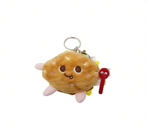 Porte-clés en peluche mignon en forme de burger, 9 cm, jouet doux pour enfants, unisexe, animal en peluche avec accessoire cuillère - Product Image 1